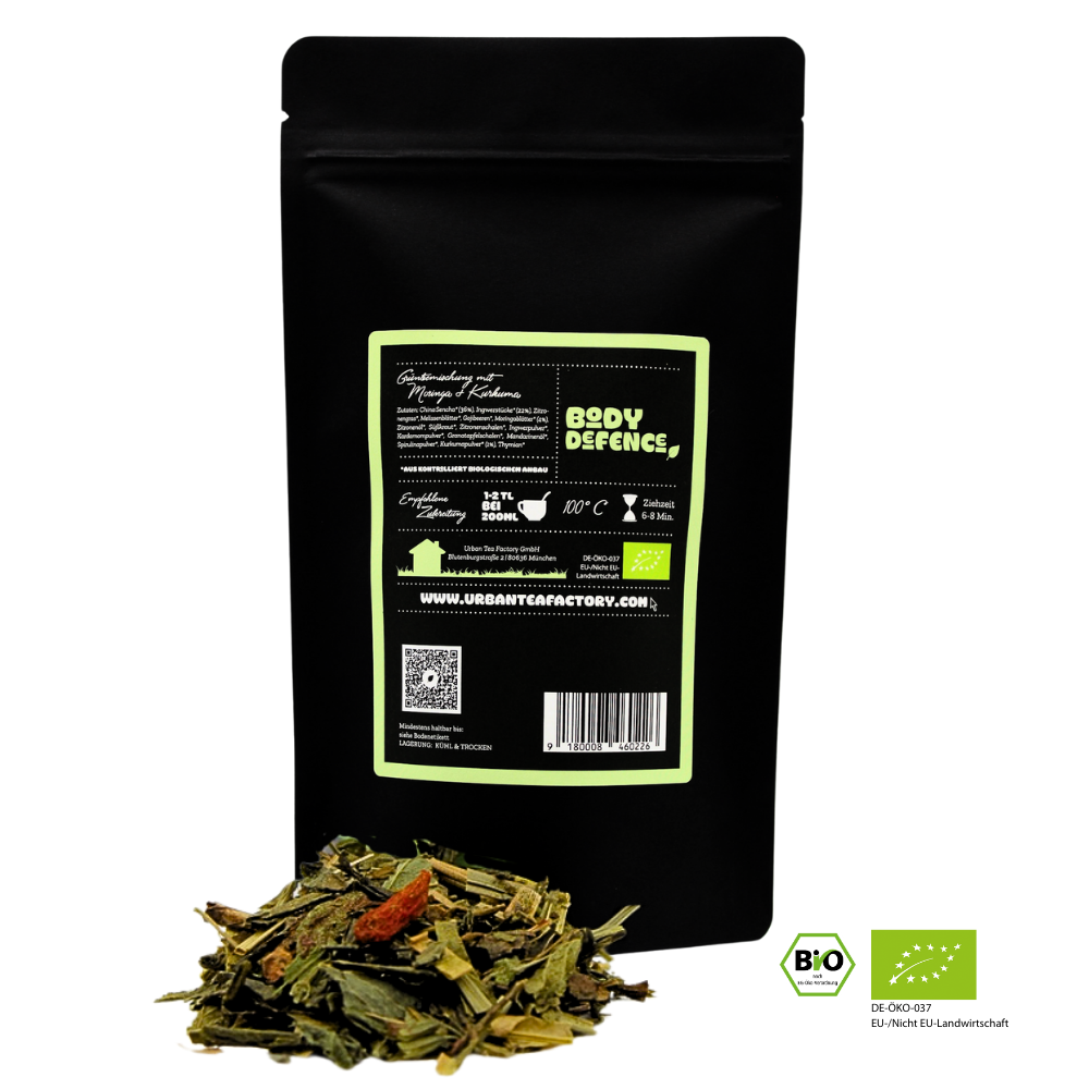 Body Defence - Grünteemischung mit Moringa & Kurkuma - 90g - Bio