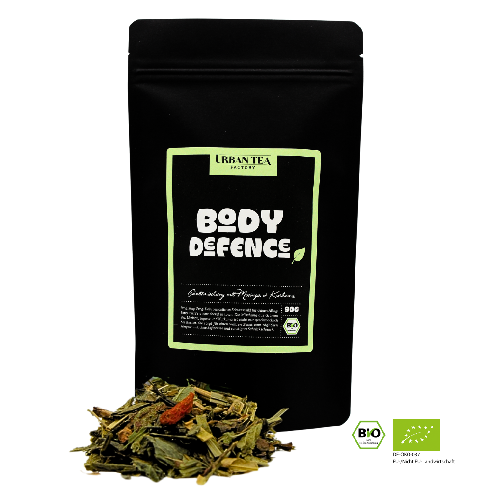 Body Defence - Bio Grünteemischung mit Moringa & Kurkuma - 50g   -   Dein tägliches Wohlfühl-Ritual