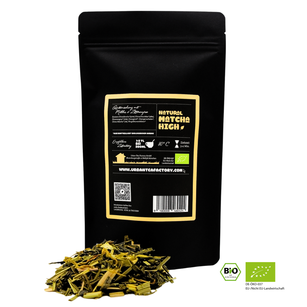 Natural Matcha High - Grünteemischung mit Matcha & Zitronengras - 80g - Bio