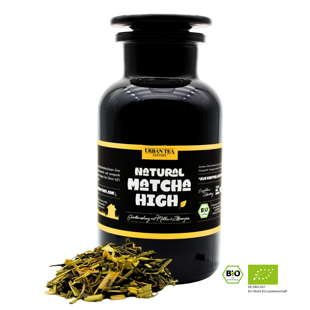 Natural Matcha High - Bio Grünteemischung mit Matcha & Zitronengras - Buffetglas - 80g