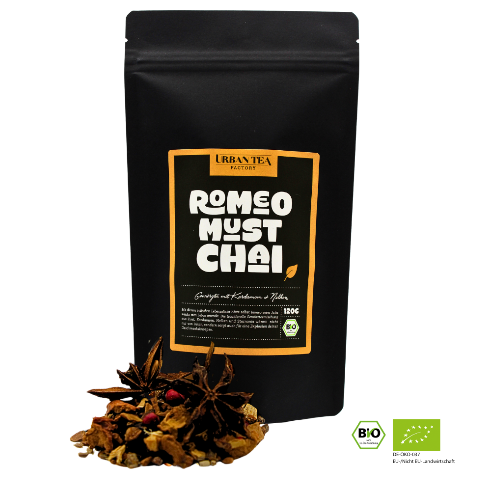 Romeo Must Chai - Bio Gewürztee mit Kardamom & Nelken - 65g - Dein würziger Genussmoment