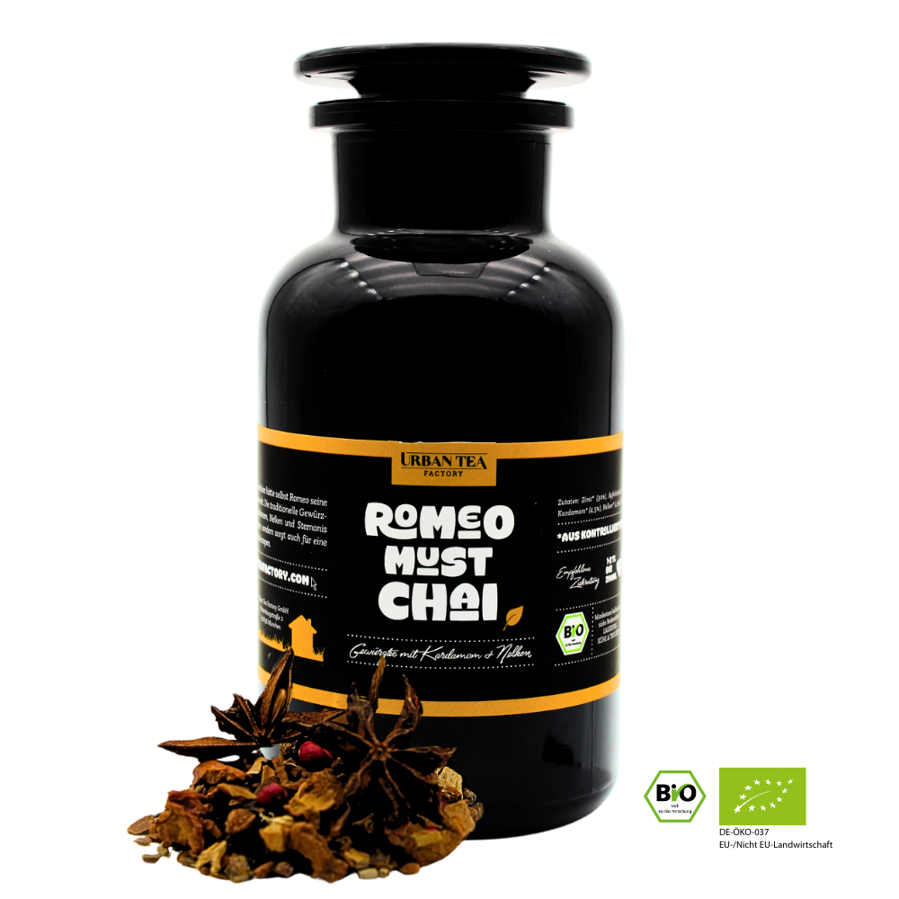 Romeo Must Chai - Bio Gewürztee mit Kardamom & Nelken - Buffetglas - 120g