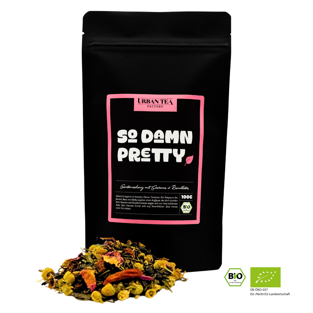 So Damn Pretty - Bio Grünteemischung mit Guarana & Rosenblüten - 50g - Dein strahlender Genussmoment