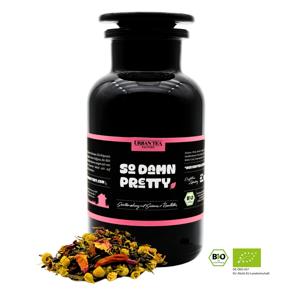 So Damn Pretty - Bio Grünteemischung mit Guarana & Rosenblüten - Buffetglas - 100g