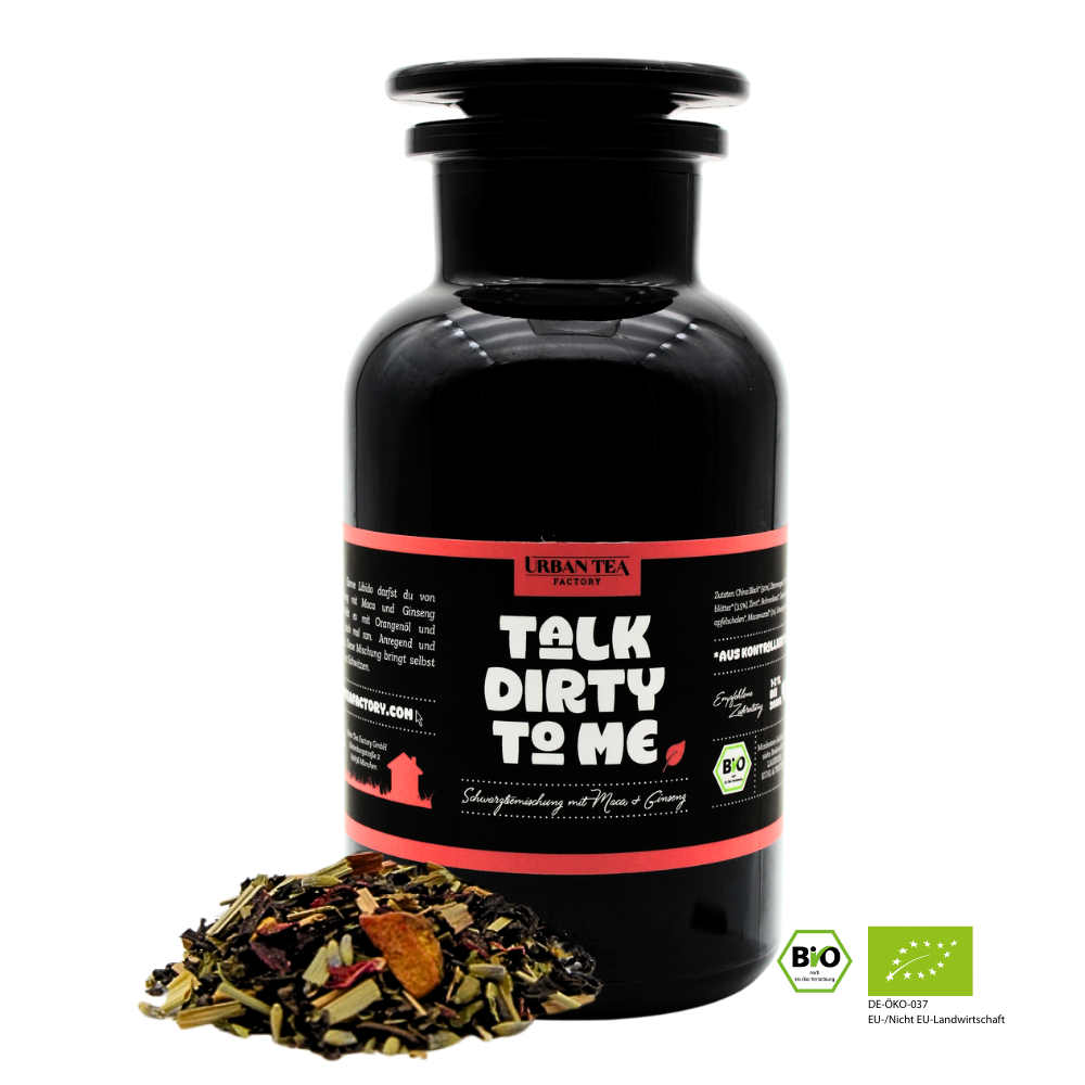 Talk Dirty to Me - Bio Schwarzteemischung mit Maca & Ginseng - Buffetglas - 90g
