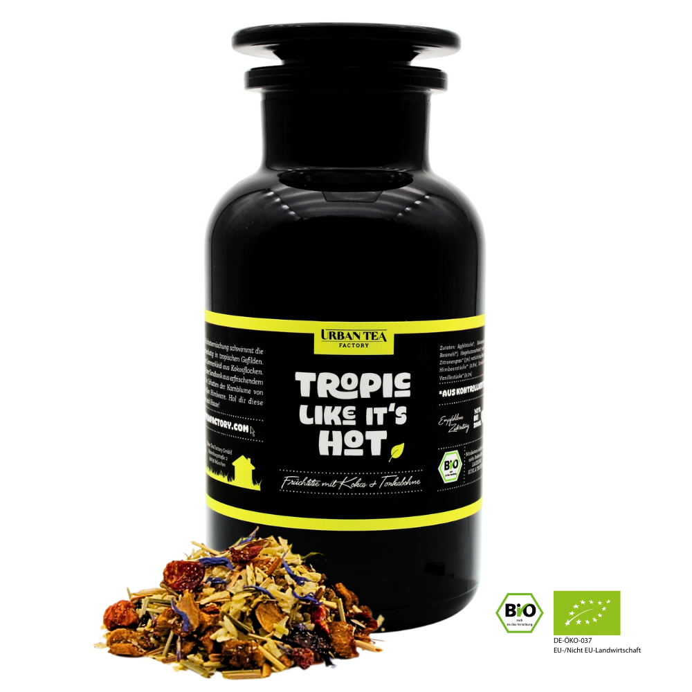 Tropic Like It's Hot - Bio Früchtetee mit Himbeer & Tonkabohne - Buffetglas - 120g