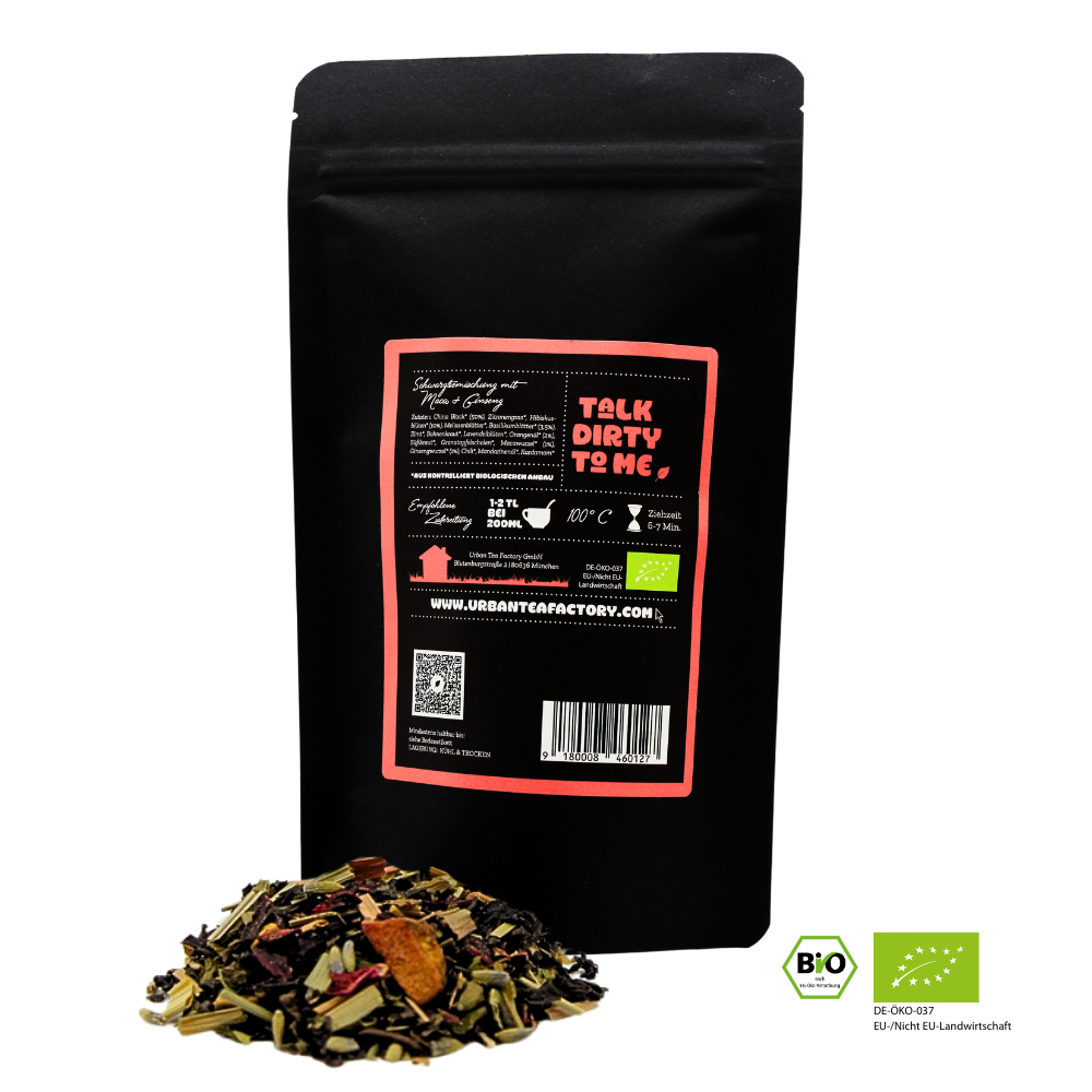 Talk Dirty to Me - Schwarzteemischung mit Maca & Ginseng - 90g - Bio