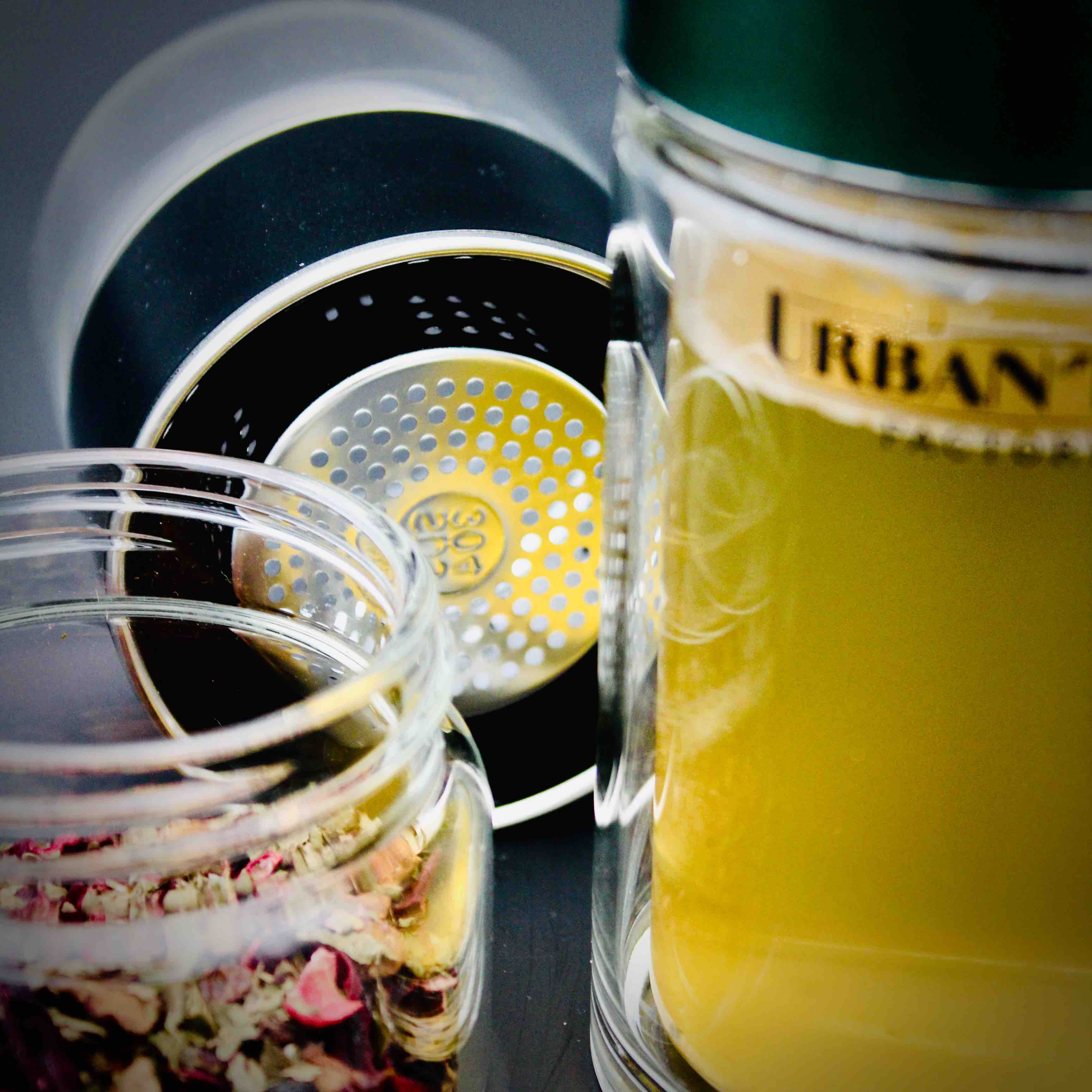 Tea Infuser - Doppelwandige Thermo-Glas-Teeflasche - Forest - Edelstahl