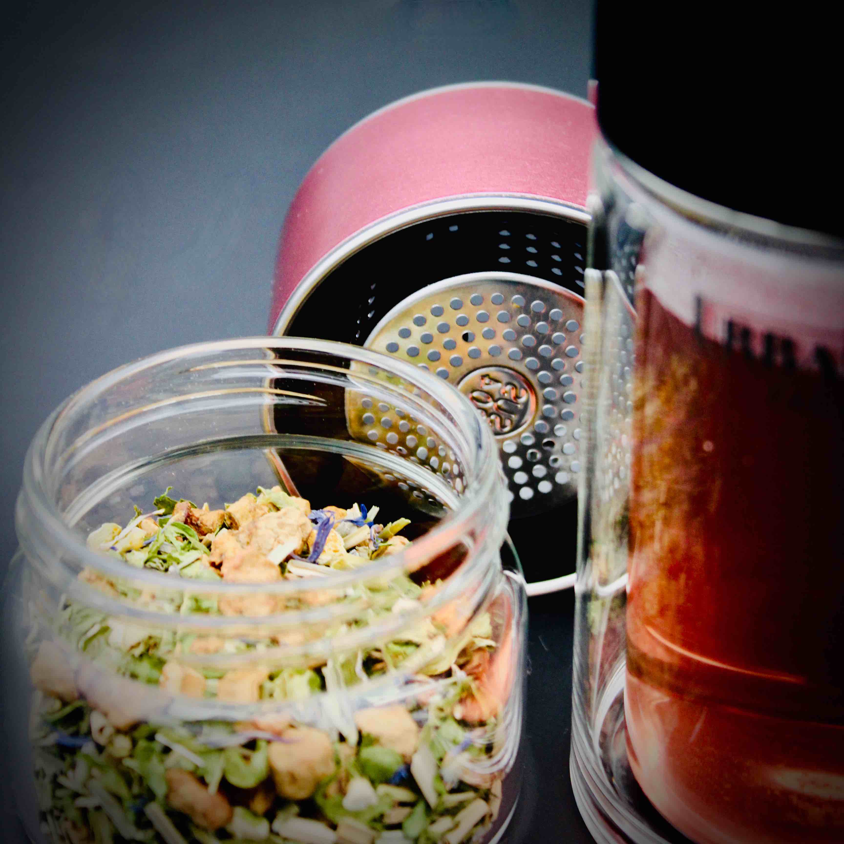 Tea Infuser - Doppelwandige Thermo-Glas-Teeflasche - Pink - Edelstahl